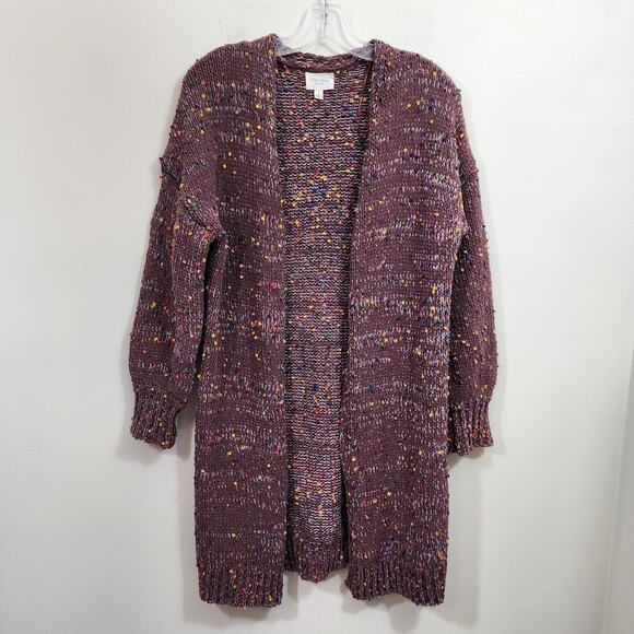 143 Story by Line up open front pom pom confetti long sweater woman's size s - Picture 1 of 10